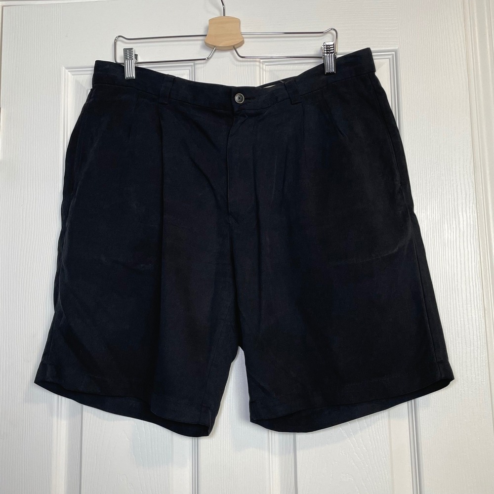 Tommy Bahama Silk Shorts Mens 36 Black Relax Fit Pleated‎ Casual Luxury